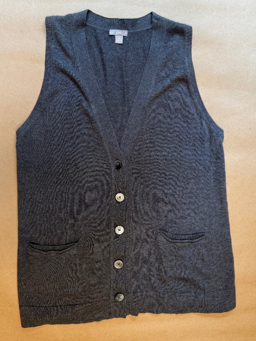 J.Jill Grey Button Front Sweater Vest MP